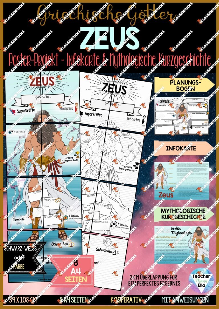 Griechische Götter des Olymp – ZEUS Poster-Projekt + Steckbrief